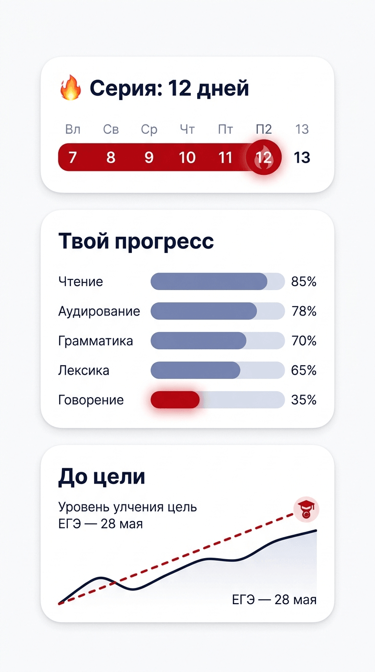 Серия занятий, прогресс по навыкам и путь до цели
